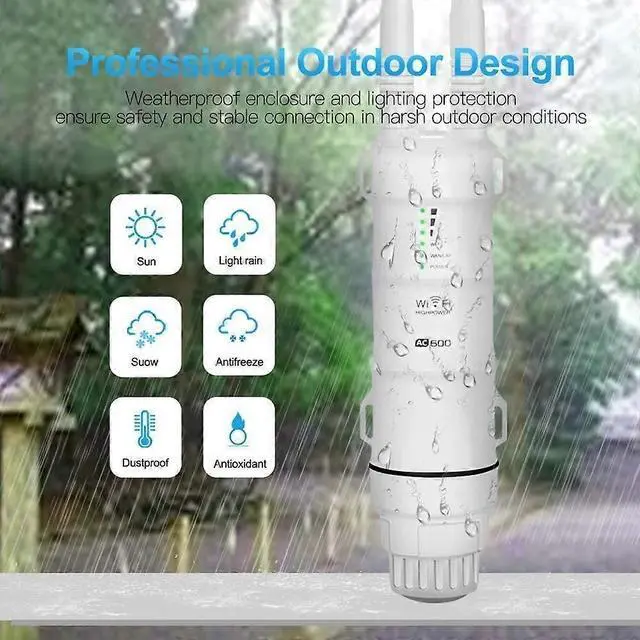 Alt view image 3 of 5 - Ecocleanpath AC600 Outdoor WiFi Access Point & Extender, Dual Band 2.4G+5G Weatherproof Router with PoE