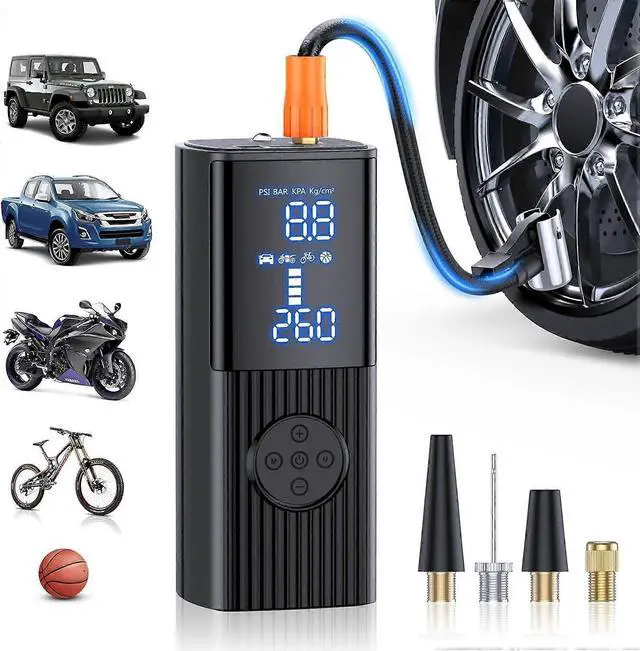 Main image of Ecocleanpath 6000mAh Portable Air Compressor - 3X Fast Tire Inflator with LCD Display for Car, Bike, Motorcycle