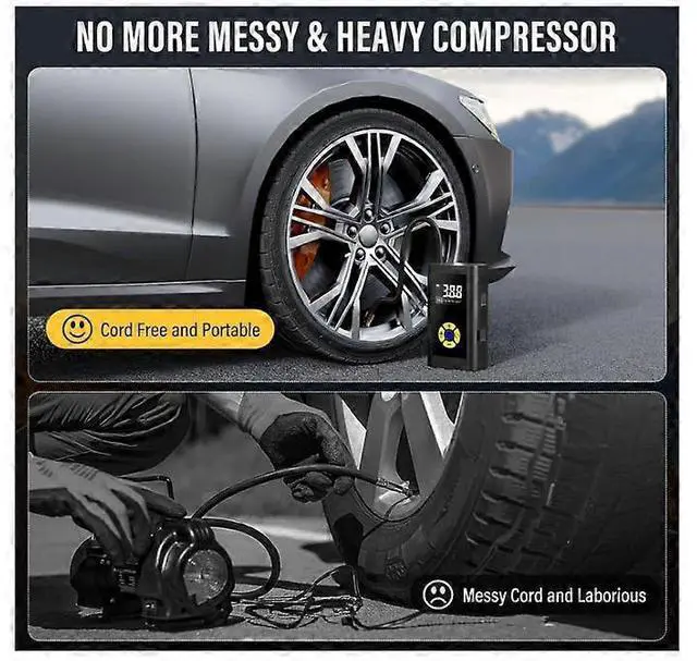 Alt view image 2 of 5 - Ecocleanpath 150PSI Cordless Tire Inflator, Portable Air Compressor with LCD Display, Fast Car Tire Pump (Black)