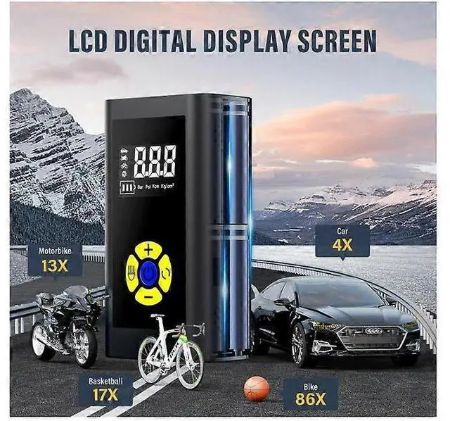 Alt view image 3 of 5 - Ecocleanpath 150PSI Cordless Tire Inflator, Portable Air Compressor with LCD Display, Fast Car Tire Pump (Black)