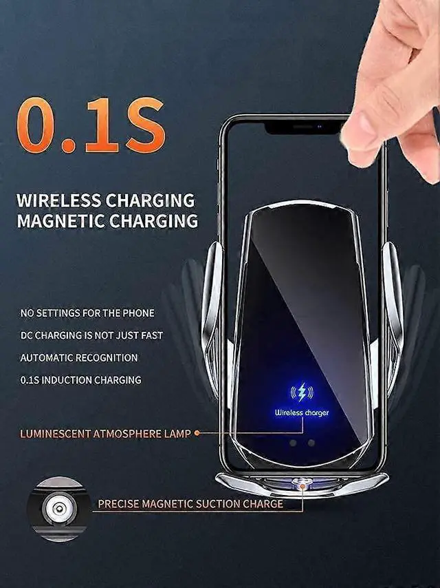 Alt view image 2 of 5 - Ecocleanpath Q3 15W Qi Fast Wireless Car Charger & Phone Holder, Auto Clamp for iPhone/Android (Black)