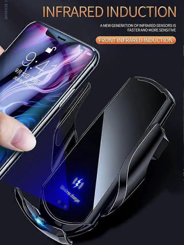 Alt view image 5 of 5 - Ecocleanpath Q3 15W Qi Fast Wireless Car Charger & Phone Holder, Auto Clamp for iPhone/Android (Black)