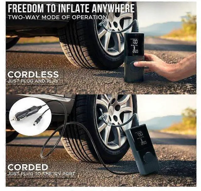 Alt view image 4 of 5 - Ecocleanpath TireJuice 150 PSI Portable Air Compressor | Cordless Tire Inflator for Car, Bike, Ball (Black)