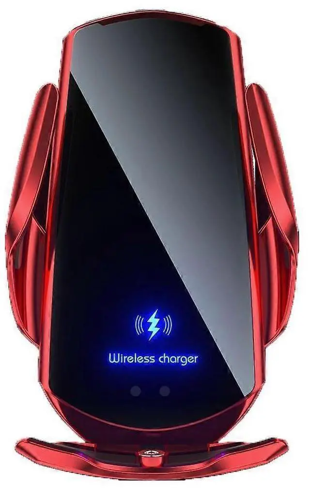 Main image of Ecocleanpath Q3 15W Qi Fast Wireless Car Charger & Phone Holder, Auto Clamping for iPhone & Android (Red)