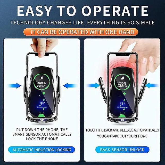 Alt view image 3 of 5 - Ecocleanpath Q3 15W Qi Fast Wireless Car Charger & Phone Holder, Auto Clamping for iPhone & Android (Red)
