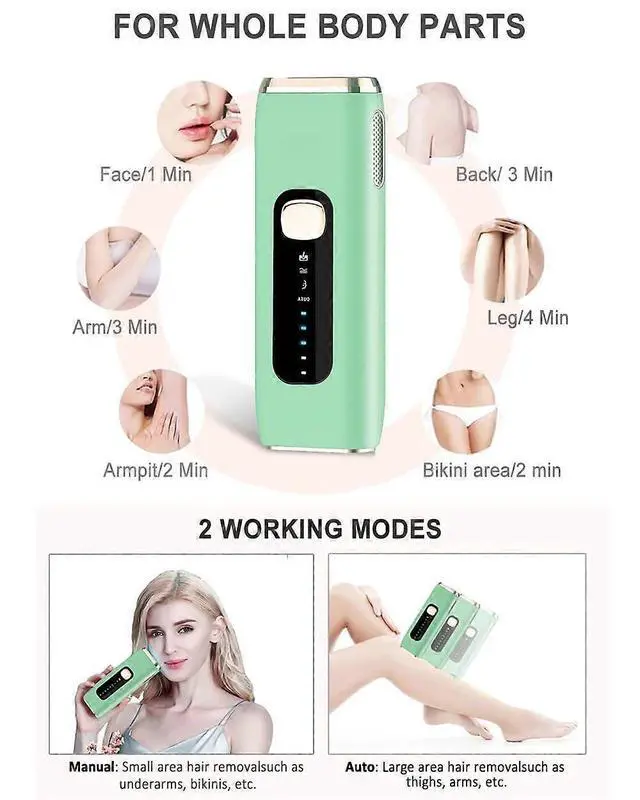 Alt view image 5 of 5 - Ecocleanpath IPL Laser Hair Removal Device - 999,900 Flashes for Permanent Full Body Hair Reduction at Home