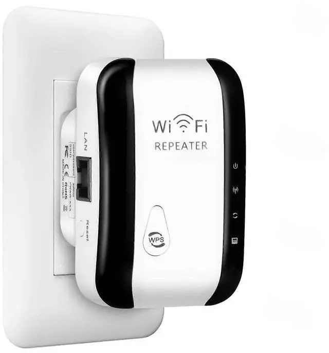 Main image of Ecocleanpath 300Mbps WiFi Extender (White) - Dual Ethernet Ports, Wall Plug Range Booster