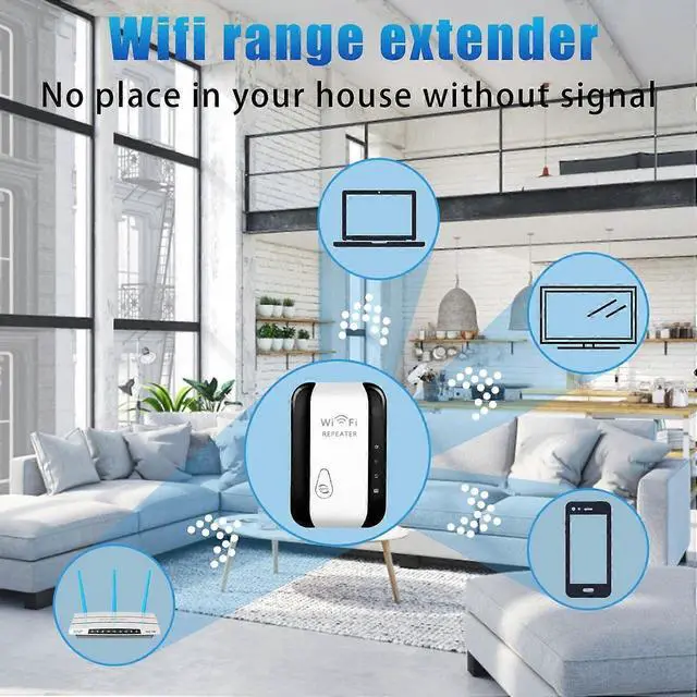 Alt view image 5 of 5 - Ecocleanpath 300Mbps WiFi Extender (White) - Dual Ethernet Ports, Wall Plug Range Booster