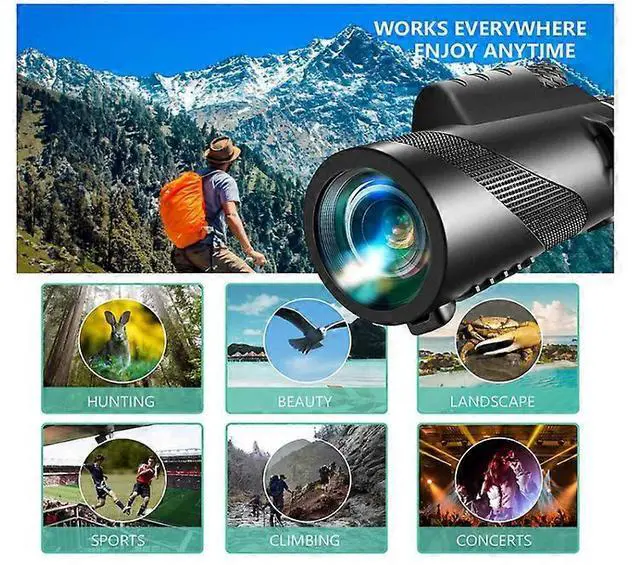 Alt view image 4 of 5 - Ecocleanpath 80x100 High Power Monocular Telescope with Phone Holder & Tripod, BAK4 Prism & FMC Lens (Black)
