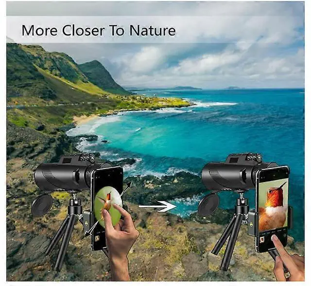 Alt view image 5 of 5 - Ecocleanpath 80x100 High Power Monocular Telescope with Phone Holder & Tripod, BAK4 Prism & FMC Lens (Black)