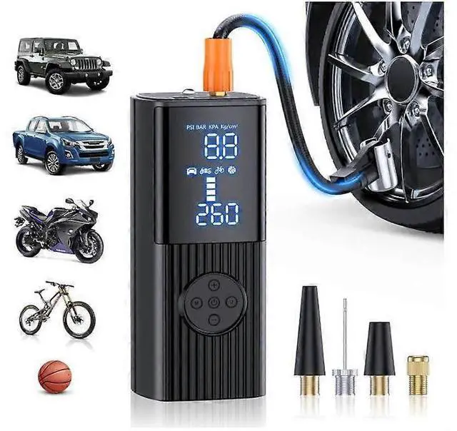 Main image of Ecocleanpath 180PSI Portable Tire Inflator with 20000mAh Battery, LCD Display, 3X Fast Inflation (Black)