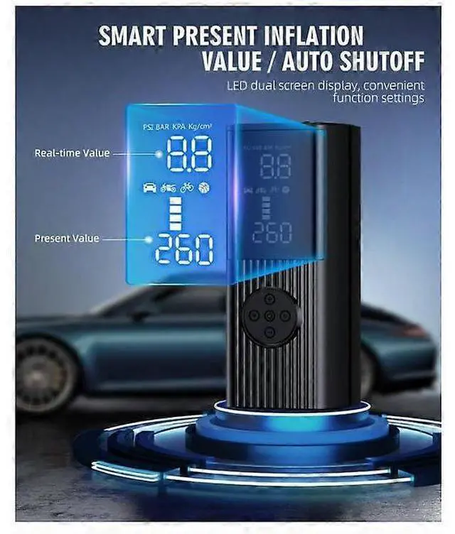 Alt view image 5 of 5 - Ecocleanpath 180PSI Portable Tire Inflator with 20000mAh Battery, LCD Display, 3X Fast Inflation (Black)