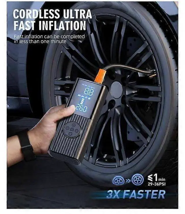 Alt view image 3 of 5 - Ecocleanpath 180PSI Portable Tire Inflator with 20000mAh Battery, LCD Display, 3X Fast Inflation (Black)