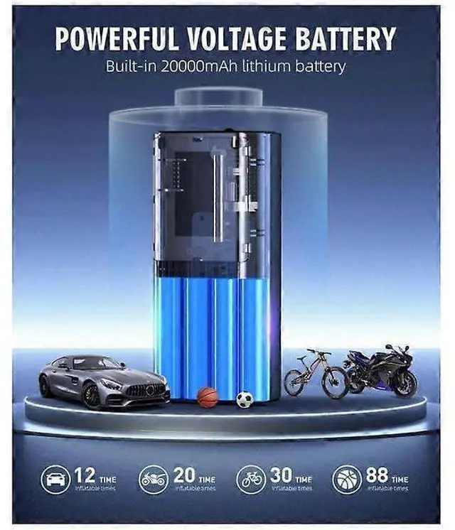 Alt view image 4 of 5 - Ecocleanpath 180PSI Portable Tire Inflator with 20000mAh Battery, LCD Display, 3X Fast Inflation (Black)