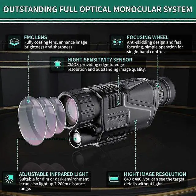 Alt view image 4 of 5 - Ecocleanpath Te3230818 Digital Night Vision Monocular, 5X Optical Zoom, 200m Range, HD Video & Photo