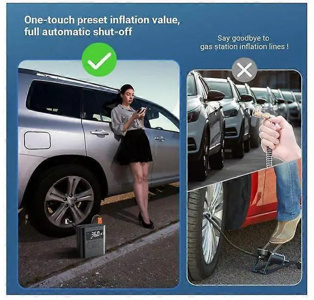 Alt view image 4 of 5 - Ecocleanpath Cordless Tire Inflator 150PSI, 20000mAh Portable Air Compressor with LCD Display, Fast Inflation for Car/Bike/Ball