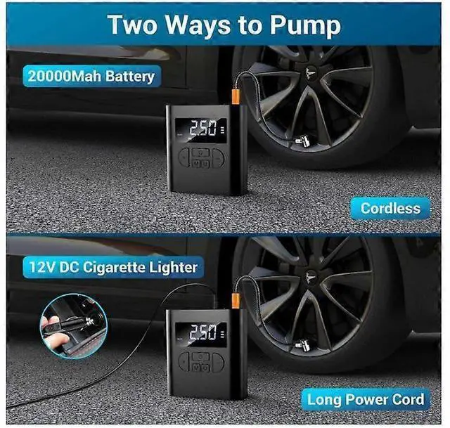 Alt view image 5 of 5 - Ecocleanpath Cordless Tire Inflator 150PSI, 20000mAh Portable Air Compressor with LCD Display, Fast Inflation for Car/Bike/Ball