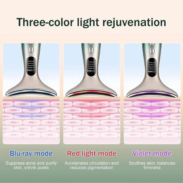 Alt view image 2 of 5 - Ecocleanpath Electric Face Massager 4-in-1 Anti-Wrinkle Device with 3 LED Lights & 45°C Heat for Skin Tightening