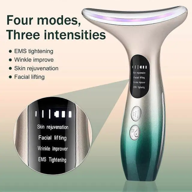 Alt view image 4 of 5 - Ecocleanpath Electric Face Massager 4-in-1 Anti-Wrinkle Device with 3 LED Lights & 45°C Heat for Skin Tightening