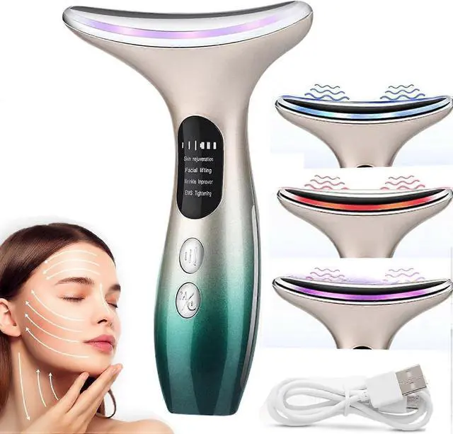 Alt view image 5 of 5 - Ecocleanpath Electric Face Massager 4-in-1 Anti-Wrinkle Device with 3 LED Lights & 45°C Heat for Skin Tightening