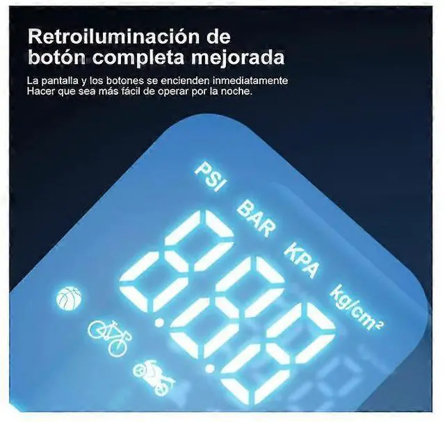 Alt view image 3 of 5 - Ecocleanpath Wireless Smart Tire Inflator, 150PSI Portable Pump with LED Display, LED Light & 3 Nozzles (Black)