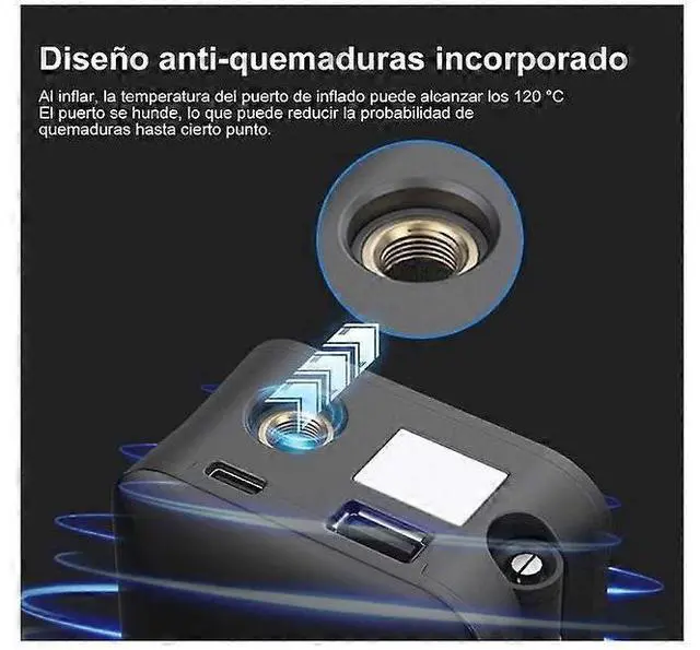 Alt view image 5 of 5 - Ecocleanpath Wireless Smart Tire Inflator, 150PSI Portable Pump with LED Display, LED Light & 3 Nozzles (Black)