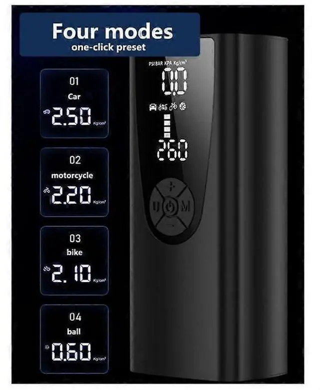 Alt view image 2 of 5 - Ecocleanpath 8000mAh Portable Tire Inflator, 150PSI Digital Air Compressor with LED Light & USB Power - Fast Inflation for Car, Motorcycle, Bike (Black)