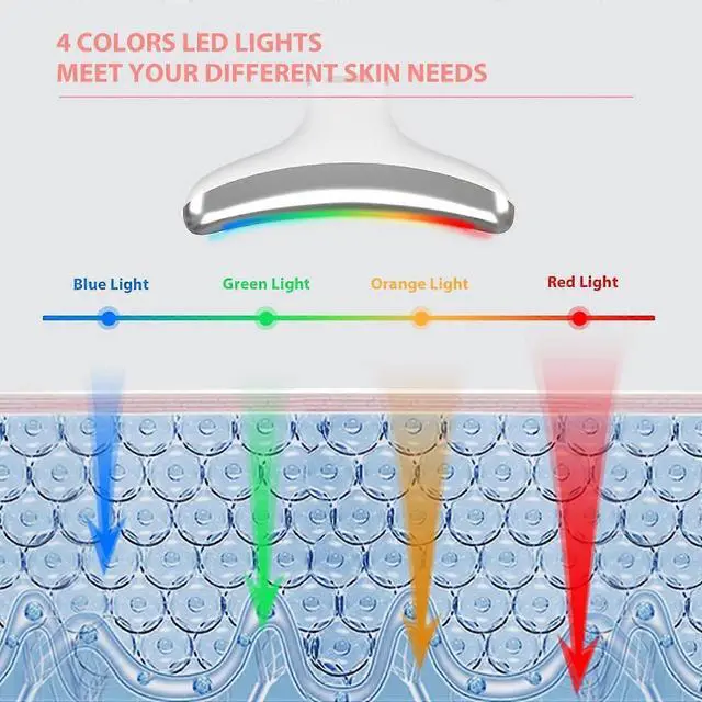 Alt view image 3 of 5 - Ecocleanpath White LED Facial Massager, 6-in-1 Portable Neck & Face Beauty Device with Constant Temperature