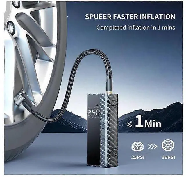 Alt view image 2 of 5 - Ecocleanpath 4-in-1 Cordless Tire Inflator, 150PSI Fast Air Compressor with 12000mAh Battery & LED Display (Black)