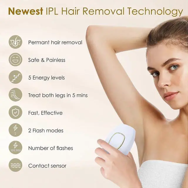 Alt view image 3 of 4 - Ecocleanpath IPL Laser Hair Removal Device for Women & Men, 999999 Flashes Full Body Treatment - White