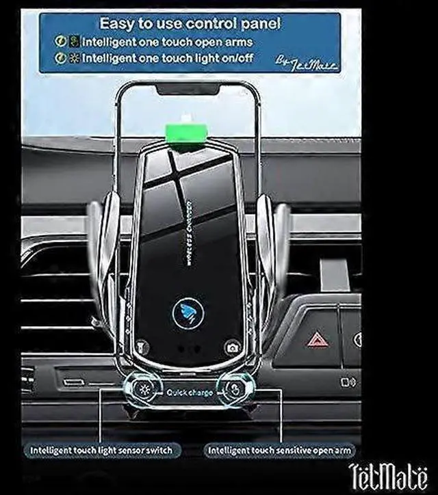 Alt view image 4 of 5 - Ecocleanpath 15W Qi Fast Wireless Car Charger & Phone Holder, 360° Rotation, Touch Screen, Red