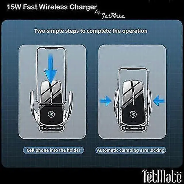 Alt view image 5 of 5 - Ecocleanpath 15W Qi Fast Wireless Car Charger & Phone Holder, 360° Rotation, Touch Screen, Red