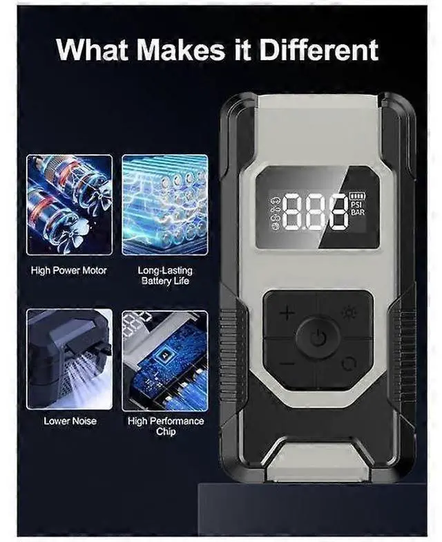 Alt view image 2 of 5 - Ecocleanpath 150PSI Cordless Tire Inflator with LCD Display, Portable Air Compressor for Car Tires (Black)