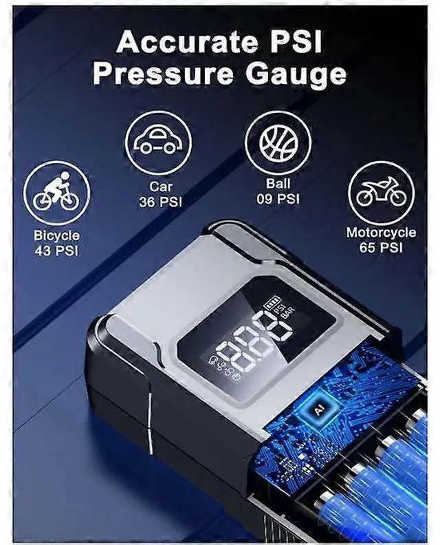 Alt view image 3 of 5 - Ecocleanpath 150PSI Cordless Tire Inflator with LCD Display, Portable Air Compressor for Car Tires (Black)