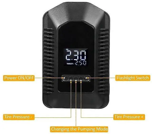 Alt view image 3 of 5 - Ecocleanpath 150PSI Portable Tire Inflator with Digital Display & LED Light - 12V Air Compressor for Cars, Bikes, Balloons