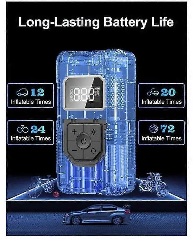 Alt view image 5 of 5 - Ecocleanpath 150PSI Cordless Tire Inflator with LCD Display, Portable Air Compressor for Car Tires (Black)