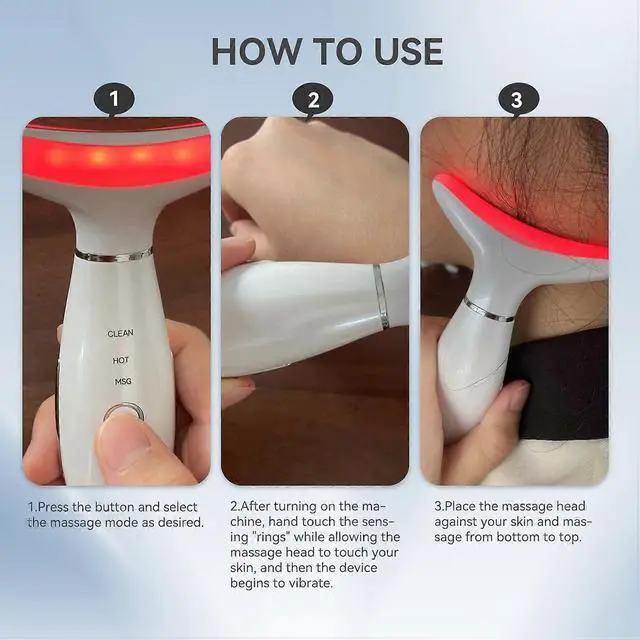 Alt view image 3 of 5 - Ecocleanpath White 3-in-1 Neck & Face Massager - Portable Facial Sculpting Tool for At-Home Skin Care