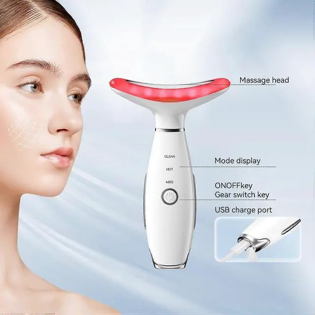 Alt view image 4 of 5 - Ecocleanpath White 3-in-1 Neck & Face Massager - Portable Facial Sculpting Tool for At-Home Skin Care