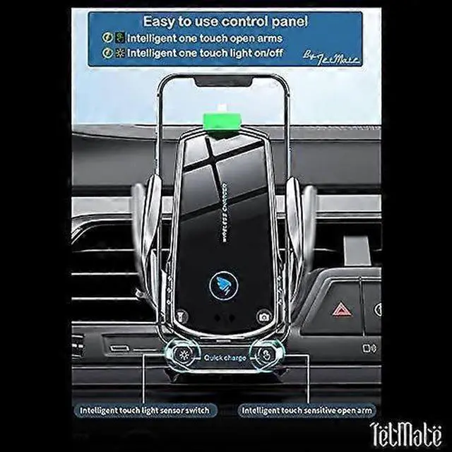 Alt view image 4 of 5 - Ecocleanpath 15W Qi Wireless Car Charger & Phone Holder, 360° Rotation, Fast Charging for iPhone/Samsung (Black)