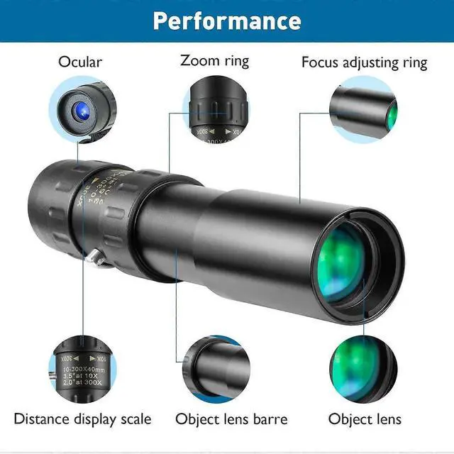 Alt view image 4 of 5 - Ecocleanpath 10x-300x Zoom Monocular Telescope with BAK4 Prism & Metal Case, High-Powered for Adults, Tripod & Phone Adapter