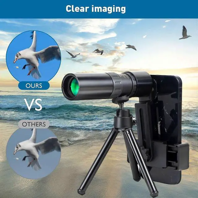 Alt view image 3 of 5 - Ecocleanpath 10x-300x Zoom Monocular Telescope with BAK4 Prism & Metal Case, High-Powered for Adults, Tripod & Phone Adapter