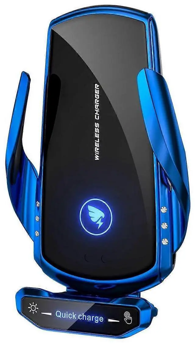 Main image of Ecocleanpath 15W Qi Fast Wireless Car Charger & Phone Holder, 360° Rotation, Touch Screen, Blue