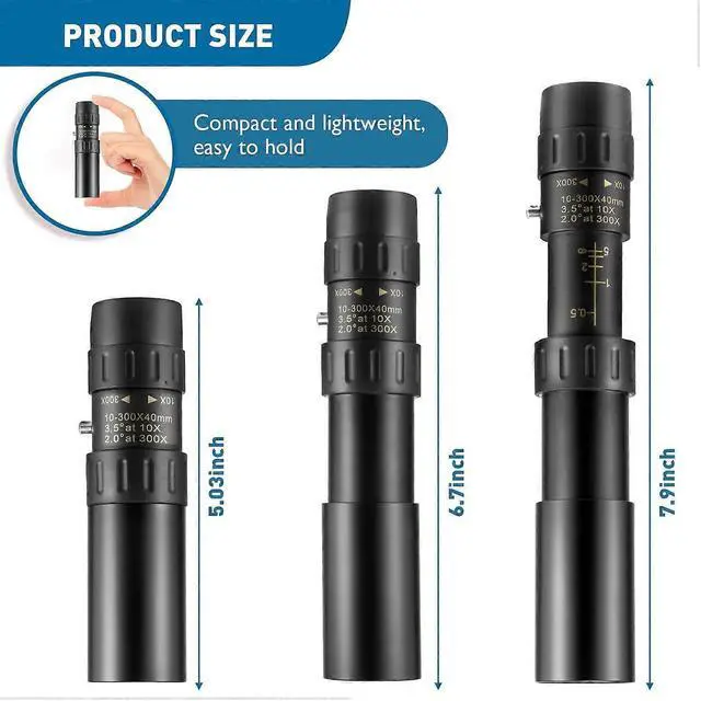 Alt view image 5 of 5 - Ecocleanpath 10x-300x Zoom Monocular Telescope with BAK4 Prism & Metal Case, High-Powered for Adults, Tripod & Phone Adapter