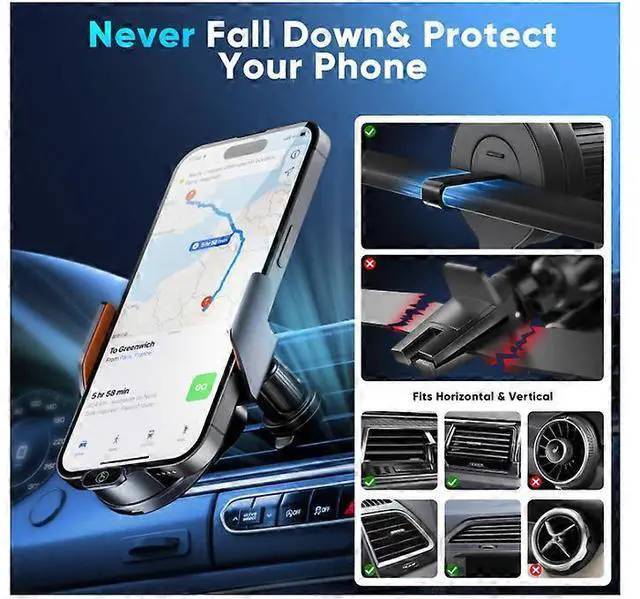 Alt view image 3 of 5 - Ecocleanpath 15W Auto-Clamping Wireless Car Charger & Phone Holder, 360° Rotation, Fast Charging (Black)