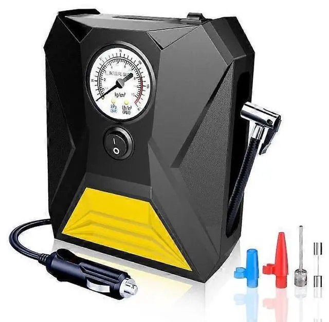 Main image of Ecocleanpath 12V Portable Tire Inflator with Pressure Gauge & LED Light - 150 PSI Air Compressor for Car, Bicycle, Balloons (Black)