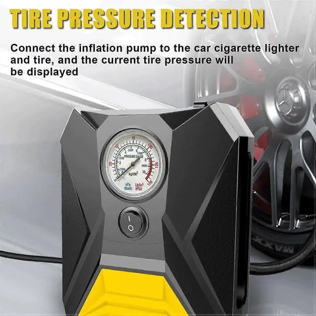 Alt view image 2 of 5 - Ecocleanpath 12V Portable Tire Inflator with Pressure Gauge & LED Light - 150 PSI Air Compressor for Car, Bicycle, Balloons (Black)