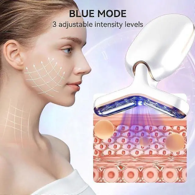 Alt view image 4 of 5 - Ecocleanpath Black Face & Neck Massager with Vibration & Heat - 5-in-1 Contouring Tool for Double Chin & Skin Care