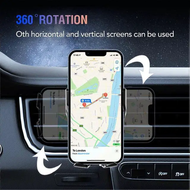 Alt view image 5 of 5 - Ecocleanpath 66W Magnetic Car Wireless Charger & Phone Holder - Auto Open/Close, Fast Charging (Black)