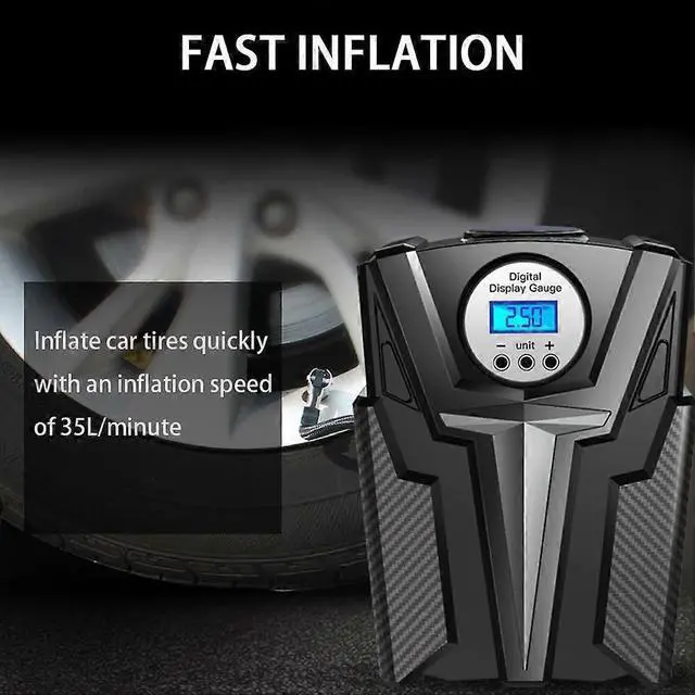 Alt view image 5 of 5 - Ecocleanpath 12V Digital Tire Inflator with Auto Stop - Fast 35L/min Air Compressor for Car, Bike, Motorcycle (Black)