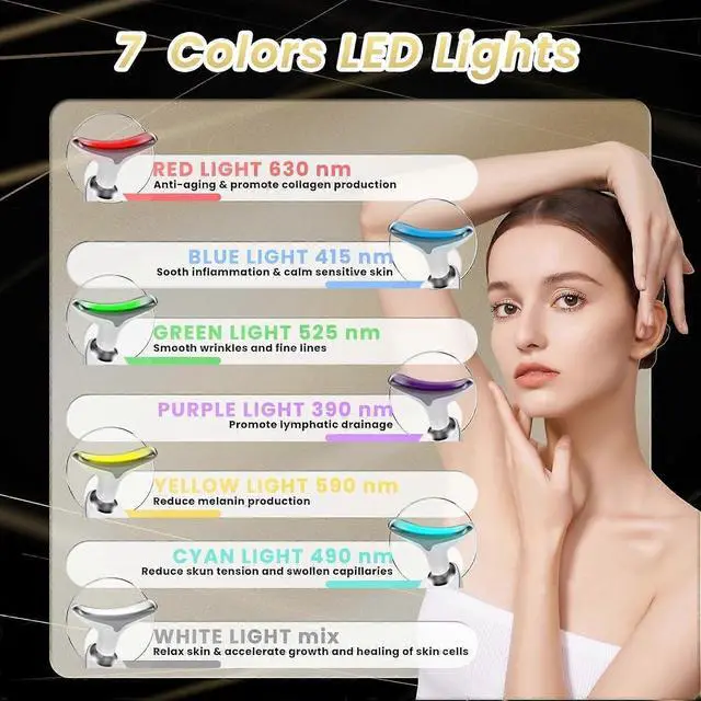 Alt view image 3 of 5 - Ecocleanpath Portable Facial Massager with 7 LED Lights, 3 Modes & Heat Therapy for Face & Neck Care (Red)